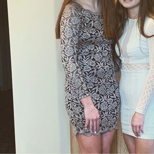 sequin hearts Navy Blue and Gold Winter Formal Dress